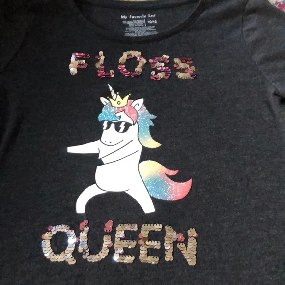 🧜🏼♀️3 for $15 item!🧜🏼♀️ flip sequins unicorn floss queen long sleeve tee - Picture 2 of 3